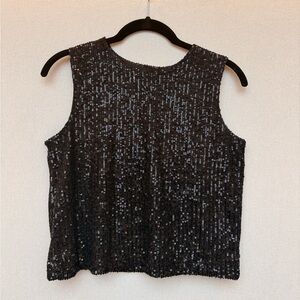 NWT Black Sequin Sleeveless Top Size XS | Party Evening Chic